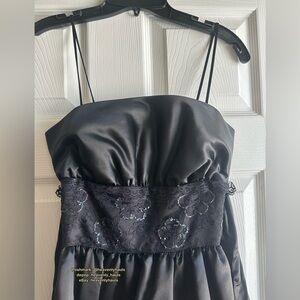 Vintage Gunne Sax Jessica McClintock Black Coquette Goth Prom Dress 1980s XXS